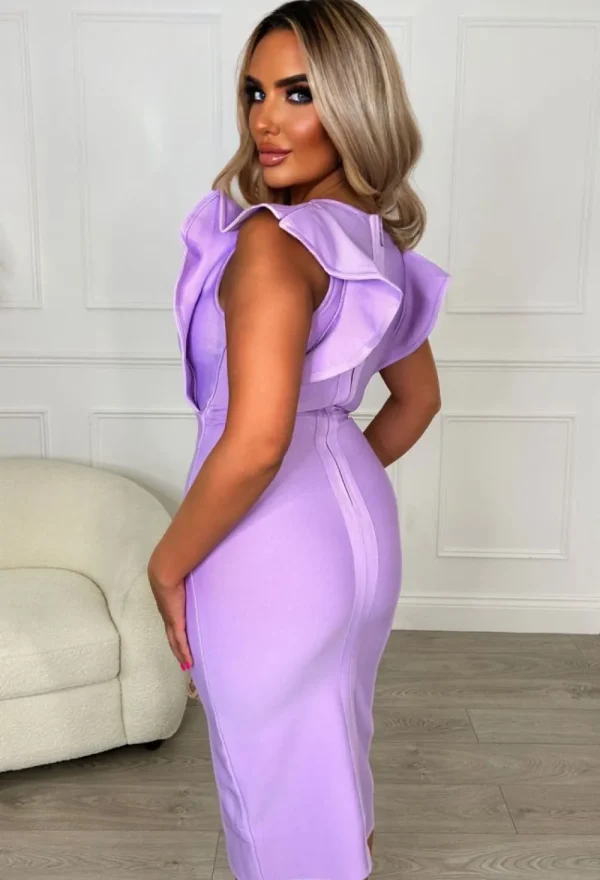 FP u0026 CO Admire Me Lilac Ruffle Buckle Bandage Dress<Women Bandage