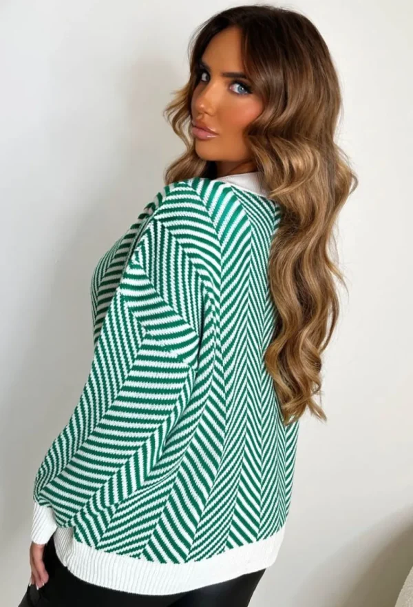 MIA All For Fun Green Striped Knit Cardigan<Women Knitwear