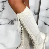 ERYNN SHOES All Time Favourite Cream Textured Ankle Knee Boot<Women Boots