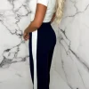 Belleza Always A Hero Navy Wide Side Stripe Stretch Trousers<Women Trousers & Leggings