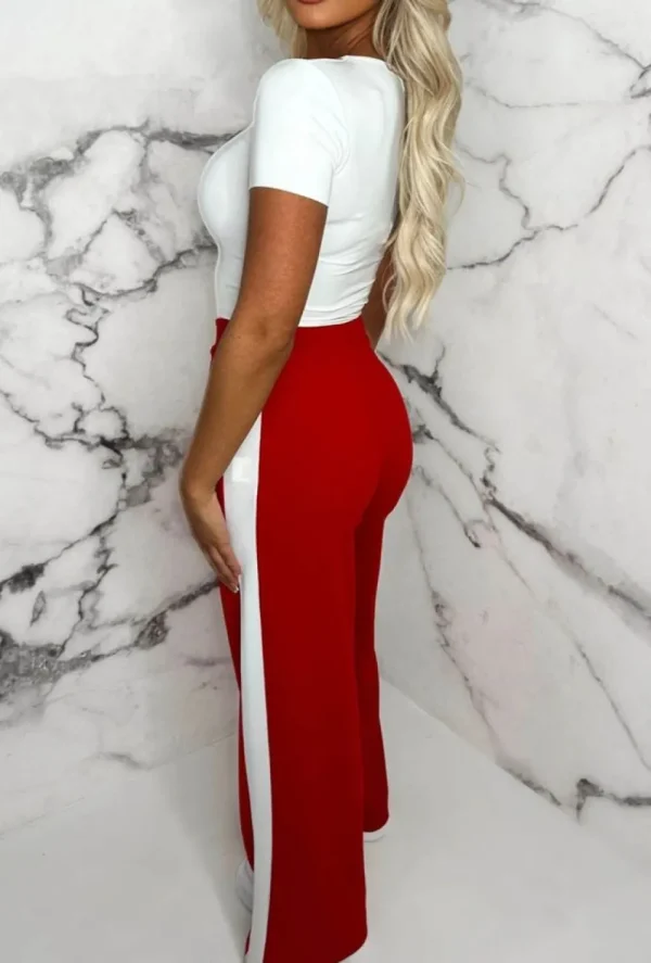 Belleza Always A Hero Red Wide Side Stripe Stretch Trousers<Women Trousers & Leggings