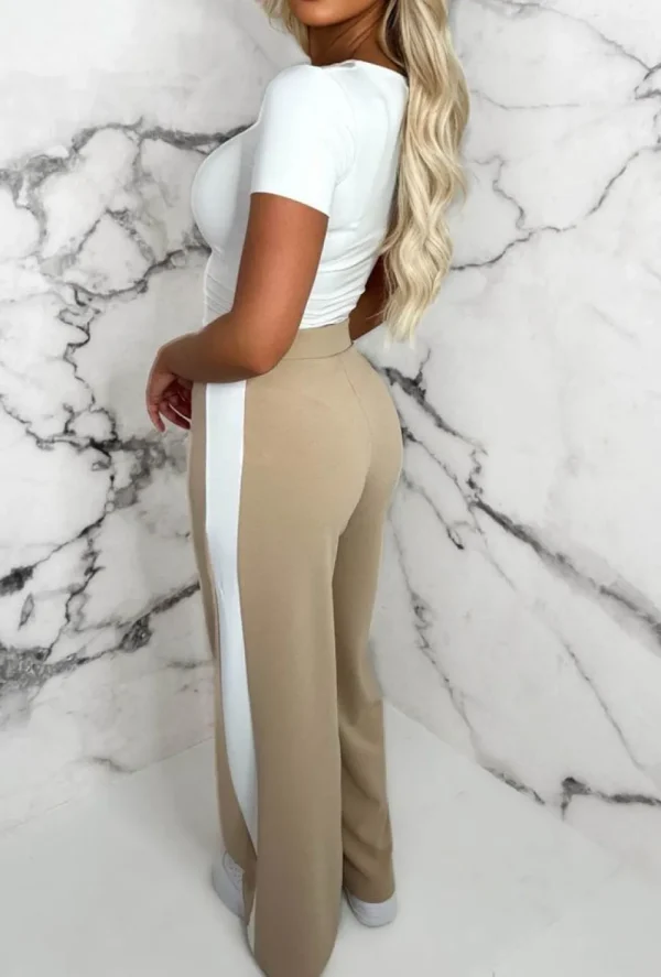 Belleza Always A Hero Stone Wide Side Stripe Stretch Trousers<Women Trousers & Leggings