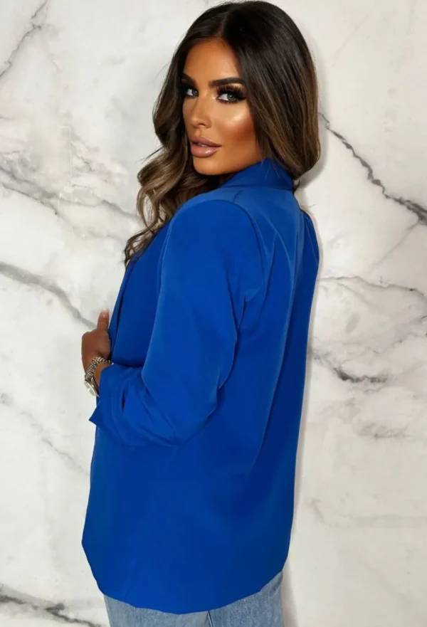 J5 Fashion Always Iconic Cobalt Shawl Ruched Sleeve Blazer<Women Coats And Jackets