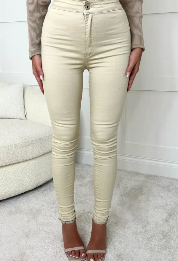 FABS FASHION Authentic Chic Beige Stretch Skinny Plain Front Jeans<Women Jeans