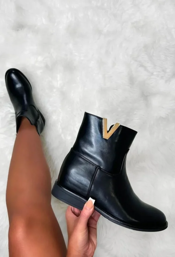 TOP STAKA Bad Reputation Black Gold Detail Ankle Boot<Women Boots