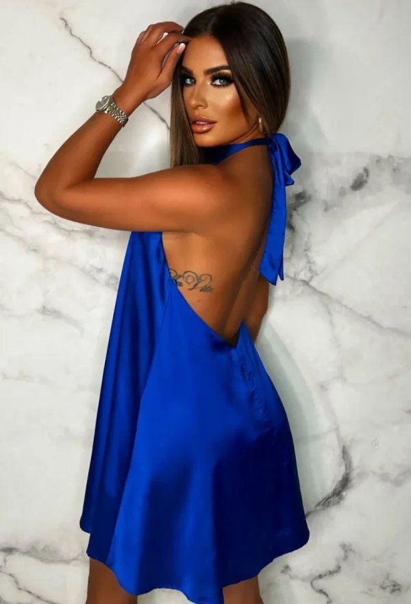 LUCCE Be Luxury Cobalt Halterneck Satin Mini Dress<Women Summer Dresses