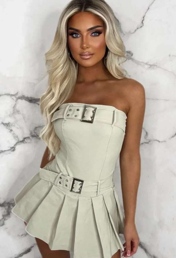 STYLEWISE Belted Babe Stone Bandeau Stretch Pleated Skort Playsuit<Women Playsuits