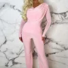 STYLEWISE Beyond Chic Pink Cowl Neck Long Sleeve Double Layer Two Piece Loungewear Set<Women Loungewear