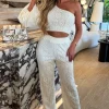 EIGHT PARIS Boho Vibe Cream One Sleeve Lace Trouser Co-Ord Set<Women Co-Ords