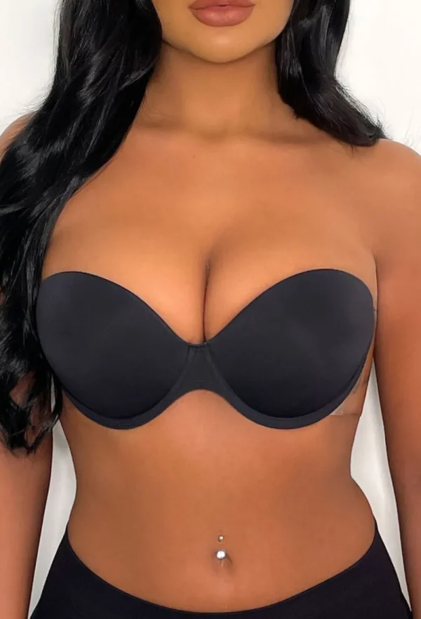 PERFECTION BEAUTY Boost Black Winged Stick On Strapless Backless Push Up Bra<Women Bras & Shapewear