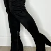 NO DOUBT Breaking The Rules Black Stretch Suede Over The Knee Block Heel Boots<Women Boots