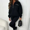 Stylewise Bring The Style Black Manhattan Embroidered Zip Sweatshirt<Women Loungewear