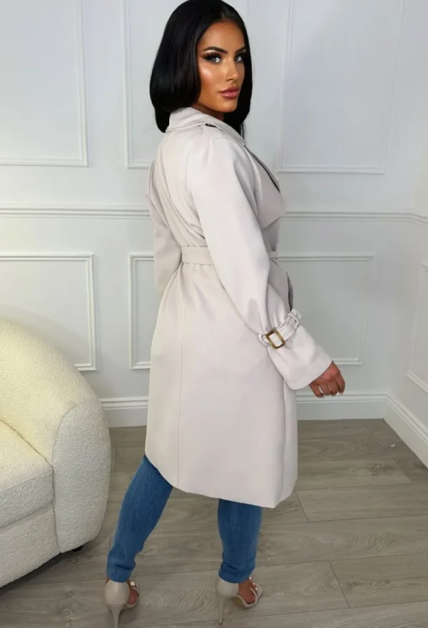 BABEZ Cafe Society Beige Belted Trench Coat<Women Coats And Jackets