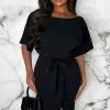 EVITA Came Here For Love Black Belted Wrap Front Midi Dress<Women Dresses