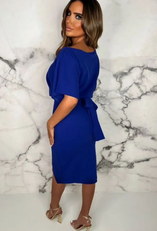 EVITA Came Here For Love Cobalt Blue Belted Wrap Front Midi Dress<Women Dresses