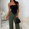 STYLEWISE Cargo Revolution Khaki Cargo Wide Leg Stretch Trousers<Women Trousers & Leggings