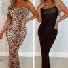 SOFT TOUCH Cheetah Fever Brown Reversible Backless Maxi Dress<Women Dresses