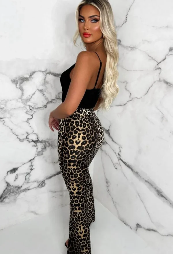 GIORGIA Chic Perfection Leopard Flared Jersey Trousers<Women Trousers & Leggings