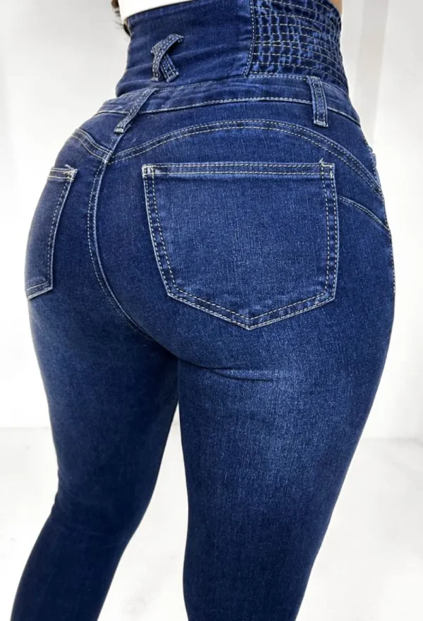 FABS FASHION Cinched & Ready Dark Blue High Waist Cinching Push Up Skinny Stretch Jeans<Women Jeans