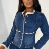 FABS FASHION Coco Babe Mid Blue Denim Cropped Collarless Jacket<Women Denim