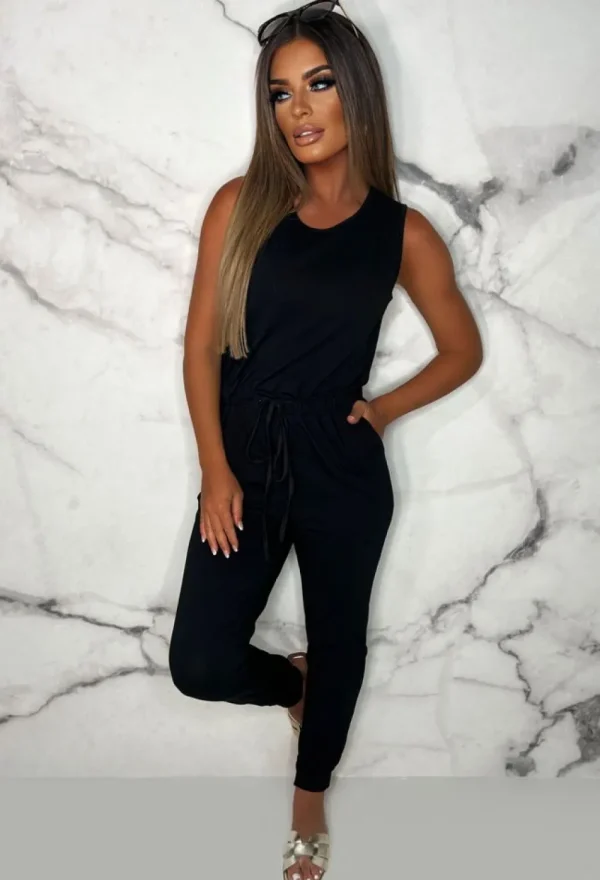 BE YOU Content Cutie Black Cut Out Stretch Jumpsuit<Women Jumpsuits