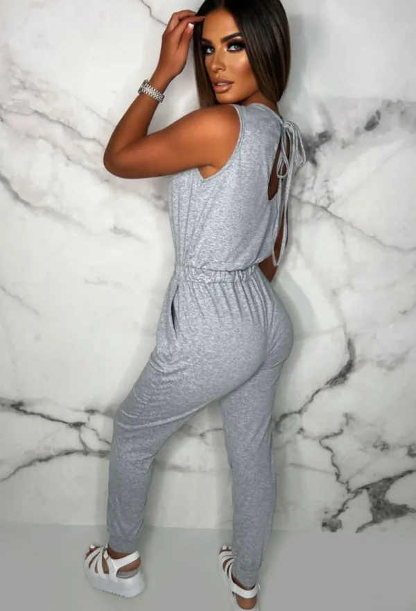 BE YOU Content Cutie Grey Cut Out Stretch Jumpsuit<Women Playsuits