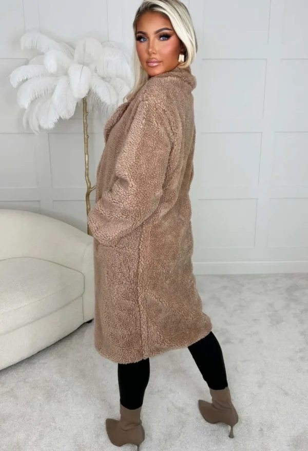 LEA MODE Cosy In The City Camel Double Breasted Teddy Coat<Women Coats And Jackets