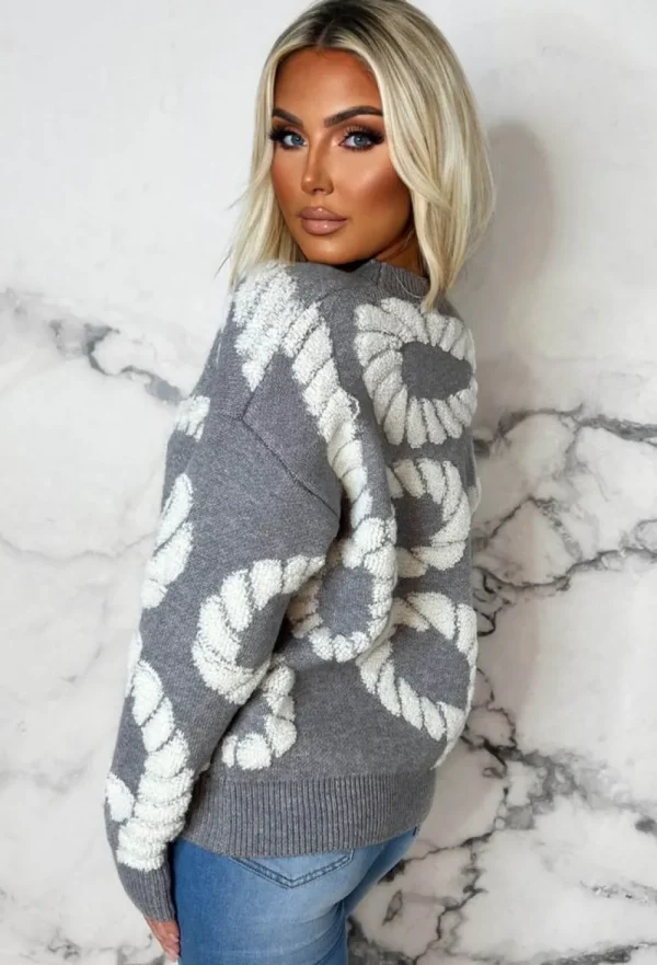 MOOCCI Couture Comfort Grey Luxury Rope Detail Knitted Jumper<Women Knitwear