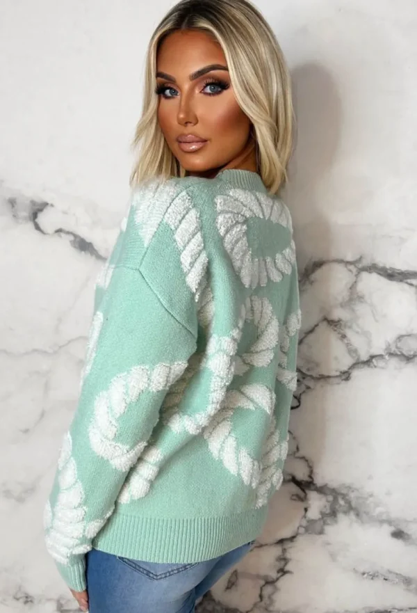 MOOCCI Couture Comfort Mint Green Luxury Rope Detail Knitted Jumper<Women Knitwear