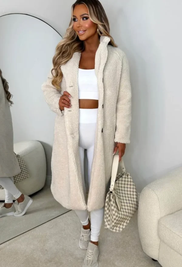 MOOCCI Cute & Cosy Beige Teddy Coat<Women Coats And Jackets