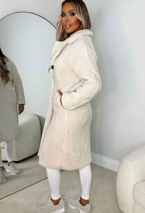 MOOCCI Cute & Cosy Beige Teddy Coat<Women Coats And Jackets