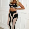 CHERRY KOKO Cutting It Black & Nude 2Pcs Mesh Athleisure Set<Women Loungewear