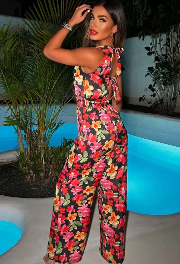 LILY WHITE Denying Love Multi Floral Tie Back Jumpsuit<Women Jumpsuits