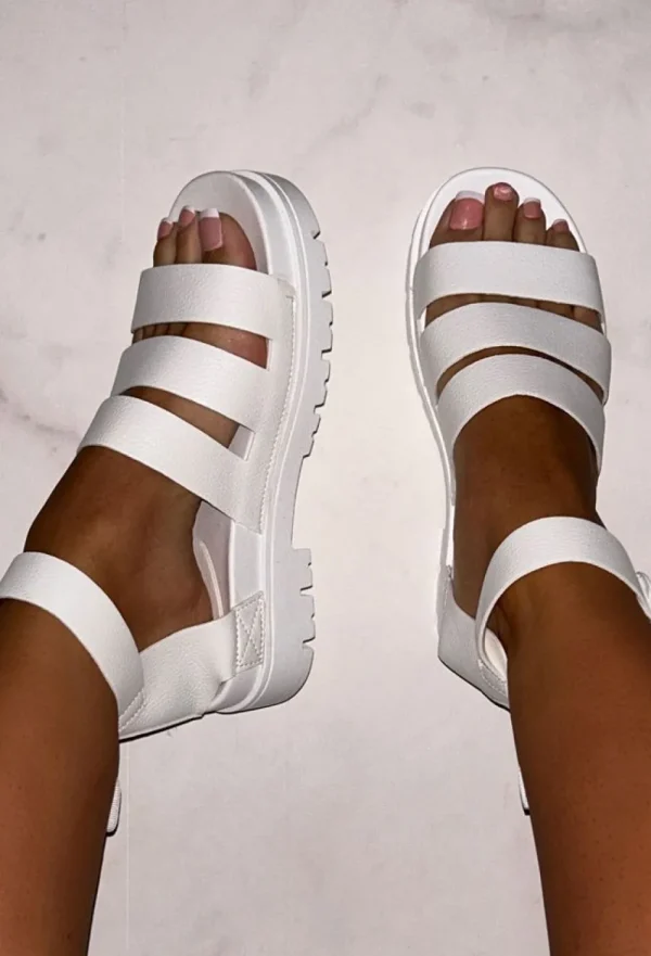 CITY SHOES Dream Babe White Chunky Strap Sandals<Women Sandals