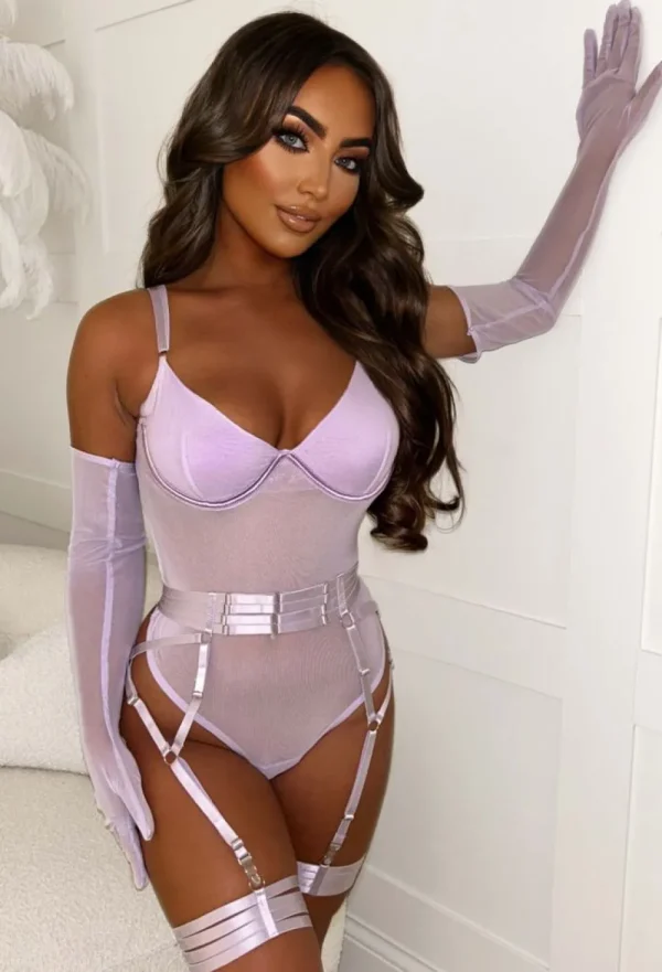 GO TOGETHER Entice Me Lilac Sheer Mesh 3-Piece Lingerie Set<Women Lingerie