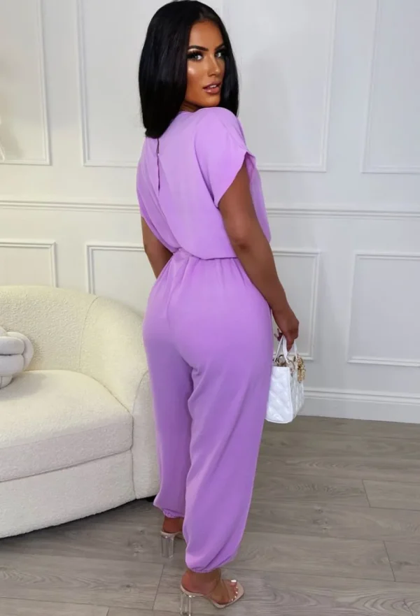 BE YOU Everyday Elegance Lilac Elasticated Hem Belted Jumpsuit<Women Jumpsuits