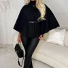 J5 FASHION Exclusive Escape Black Belted Cape Jacket<Women Coats And Jackets