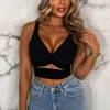 STYLEWISE Favourite Feeling Black Cut Out Crop Top<Women Tops