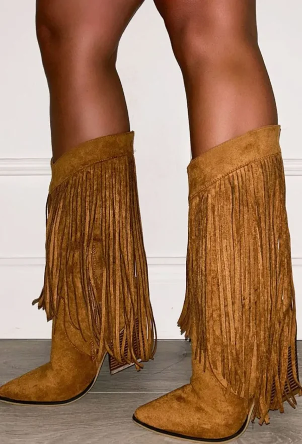 IDEAL SHOES Find Your Own Tan Suede Cowboy Boots<Women Boots