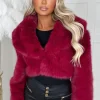 BE YOU Furever Yours Red Premium Faux Fur Shawl Jacket<Women Coats And Jackets