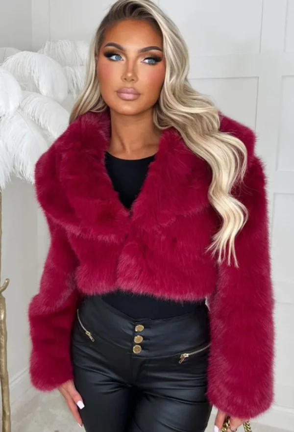 BE YOU Furever Yours Red Premium Faux Fur Shawl Jacket<Women Coats And Jackets