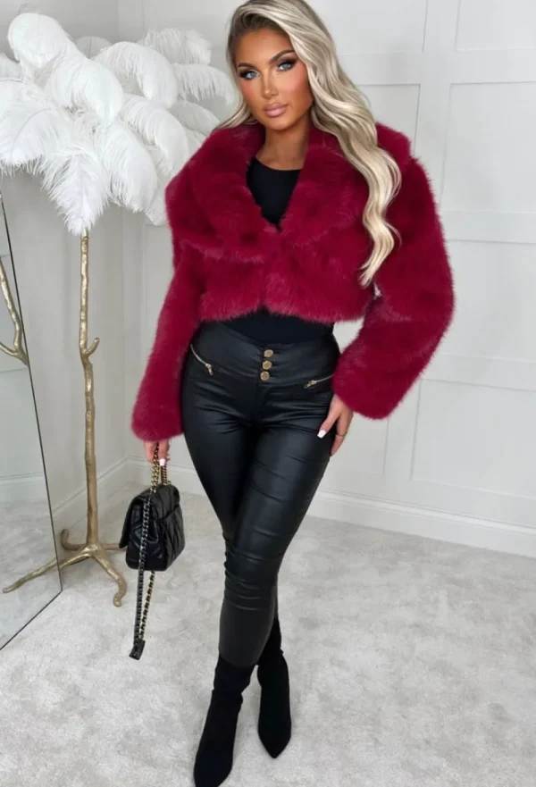 BE YOU Furever Yours Red Premium Faux Fur Shawl Jacket<Women Coats And Jackets