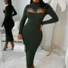 GOLDEN DAYS Glamorous Chic Green Diamante Embellished Cut Out Bust Midi Dress Limited Edition<Women Dresses