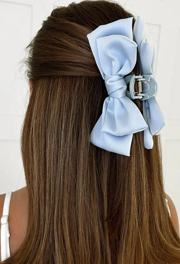 Peach Glamorous Lover Baby Blue Bow Hair Clip<Women Hair Accessories