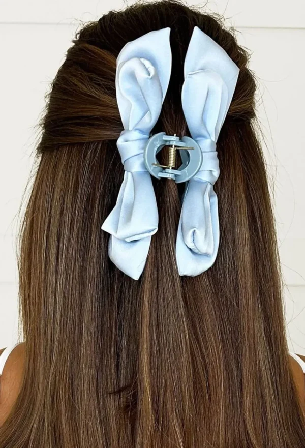 Peach Glamorous Lover Baby Blue Bow Hair Clip<Women Hair Accessories