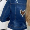 SKREEM Heart Felt Mid Blue Diamante Cut Out Heart Denim Jacket<Women Denim