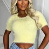 LUCCE I Dream Of You Yellow Ultra Soft Fluffy Jumper<Women Crop Tops & Bralets