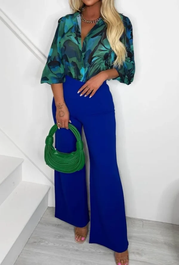 NAA NAA I See Fire Cobalt High Waisted Wide Leg Trousers<Women Trousers & Leggings