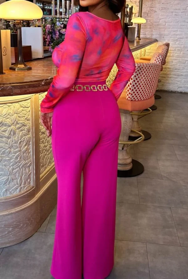 NAA NAA I See Fire Fuschia High Waisted Wide Leg Trousers<Women Trousers & Leggings