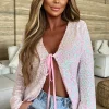 J5 FASHION I'M The Surprise Baby Pink Sequin Tie Knot Top<Women Tops